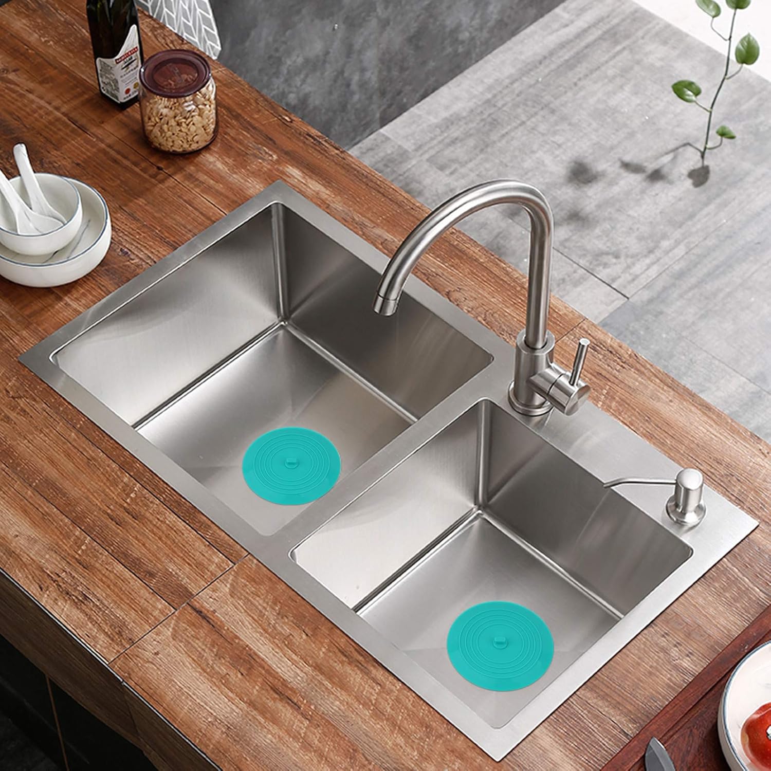 Cuttte Silicone Bathtub Stopper, 6 Inches Large Drain Stopper, Flat Suction Drain Cover, Tub Stopper Drain Plug for Kitchen, Bathtub and Laundry: Kitchen & Dining
