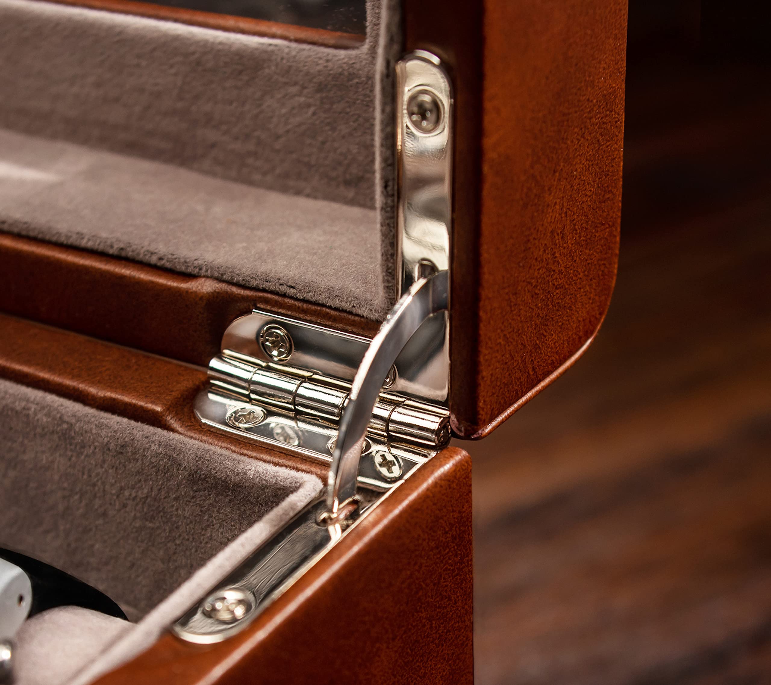 BEERUST Watch box organizer for men - Leather watch case - Luxury watch box - For large mens wrist watches - Mens jewelry box organizer - Watch case - With mens valet drawer - Watch display case