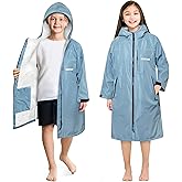 SUN CUBE Swim Parka Boy Girl, Kids Unisex Hooded Changing Robe with Sherpa Lining for Swimming, Surfing, Water Sports