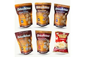 NOBLE CRUNCH Mini Rice Cakes Variety Pack - Birthday, Smores, Salted Caramel, Cookies & Cream, Cinnamon Swirl - Sweet and Salty Kettle Popcorn (5.5oz) - 6 Items