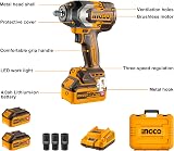 Ingco Cordless Impact Wrench 850Nm Brushless 20V 1/2 In Battery Kit view 3