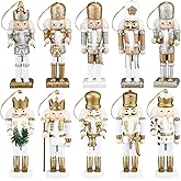 Jetec 10 Pcs Christmas Nutcracker Ornaments Wooden Hanging Decorations 5 Inch Tall Nutcracker Figures Christmas Decorations(Elegant Style)