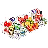 Sorbus Fridge Organizer on Wheels - Rolling Fridge Organizers and Storage Clear Design with Dividers & Handles for Kitchen Organization and Storage - Refrigerator Organizer Bins & Pantry Storage Bins