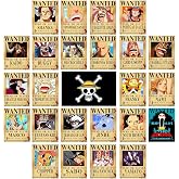 TYZZHOA 25PCS Anime [OP] Wanted Posters 30x21cm, New Bounty Edition (Retro) | Straw Hat Pirates Crew Nika Luffy, Zoro, Sanji, anime fans bounty posters set for bedroom, party, birthday decorations Gifts
