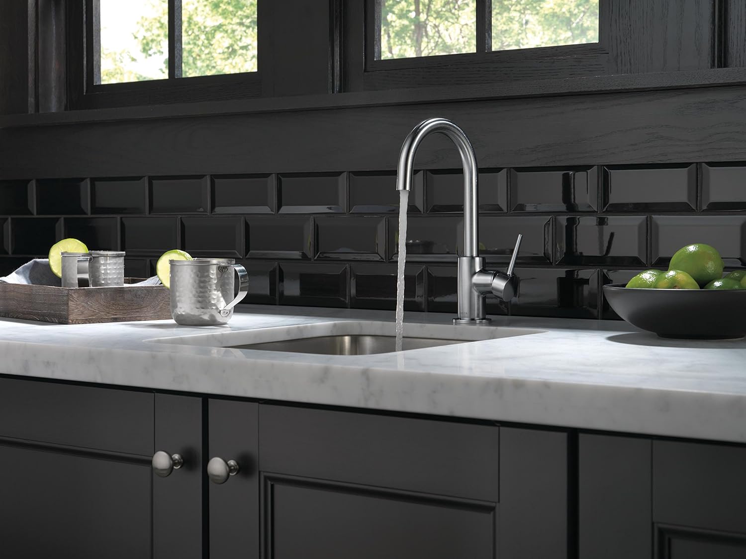 Delta Faucet Trinsic Single-Handle Bar-Prep Kitchen Sink Faucet, Arctic Stainless 1959LF-AR - - 