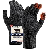 Merino Wool Gloves for Men Women, Touch Screen Warm Glove Liners Thermal Soft Knit Lining for Winter Running Hiking