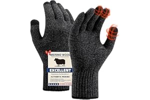 HEAT EQUATION Merino Wool Gloves for Men Women, Touch Screen Warm Glove Liners Thermal Soft Knit Lining for Winter Running Hiking