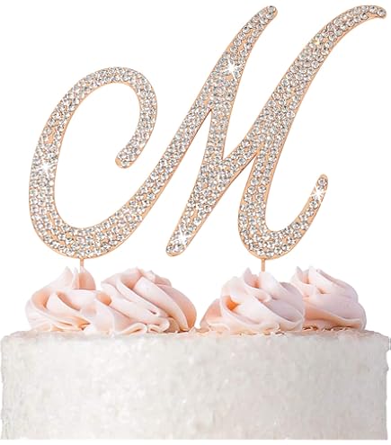 Crystal Monogram Wedding Cake Topper - Letter E Covered In Sparkling Stones