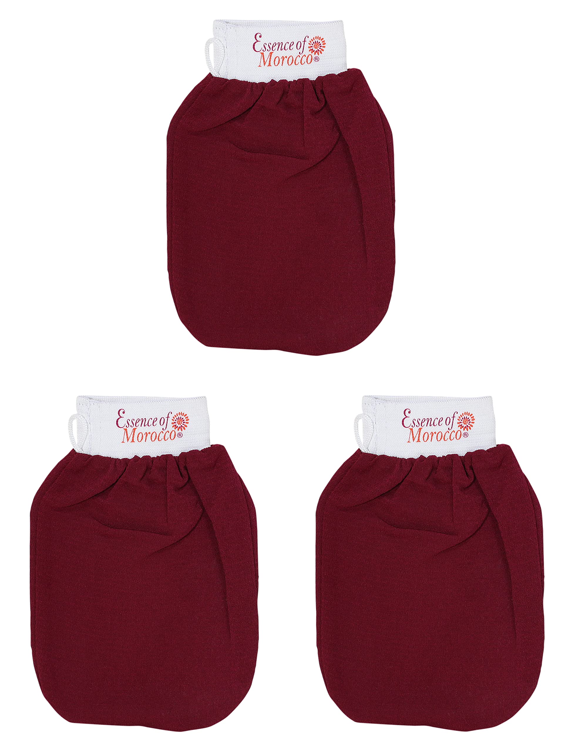 Moroccan Exfoliating Kessa Glove Hammam Scrub Mitt Made in Morocco Premium Quality Helps Cleanse Skin, Remove Fake Tan and Ingrown Hair (Pack of 3)