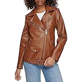 Levi's womens Oversized Faux Leather Belted Motorcycle Jacket (Standard & Plus Sizes)