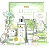 Gifts for Women, Birthday Gifts for Women, Lilies Self Care Set | 7 in 1 Self Care Kit with Hand Cream Body Lotion Scrub Christmas Mothers Day Relaxing Spa Basket for Mom, Sister, Friends