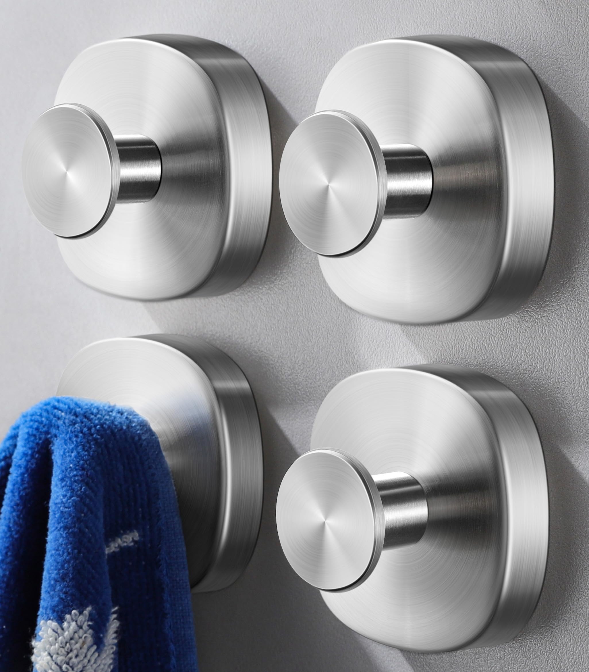 Photo 1 of 4 Pcs Suction Cup Hooks for Inside Shower, Stainless Steel Heavy Duty Towel Hook Shower Towel Holder for Bathroom, Kitchen, Glass Door, Mirror, Tile-Loofah, Towel, Coat, Bath Robe