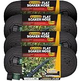 Suneed 4-Pack Flat Soaker Hose 25FT for Garden Beds Linkable | Lightweight Drip Soaker Hose 100 ft for Foundation Watering &ndash; Garden Sprinkler Soaker Hoses with Less 60 PSI WP(25ftx4)