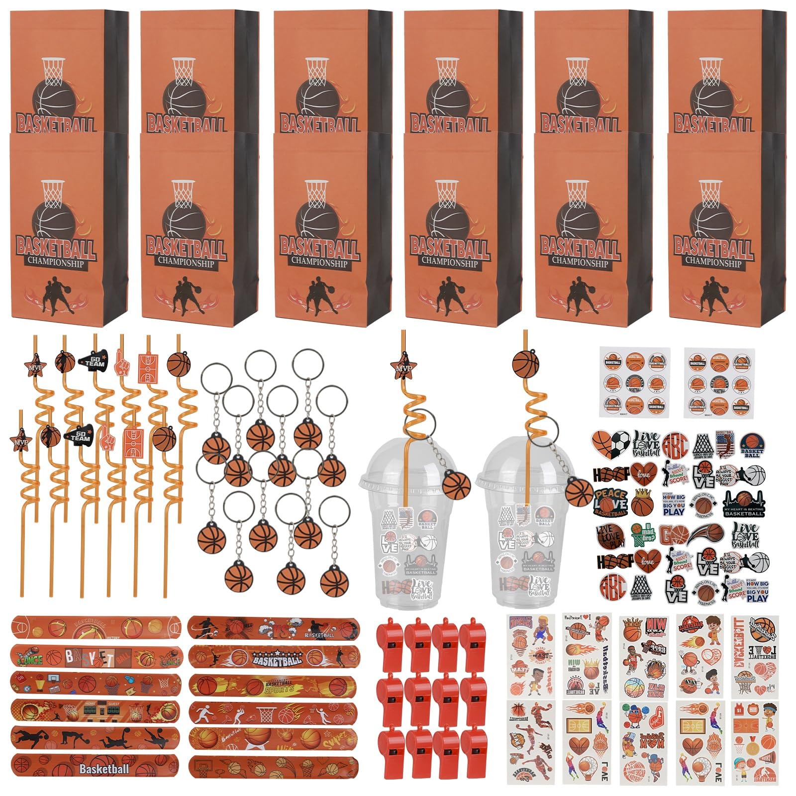 Photo 1 of 162 PCS Basketball Party Favors, Children 's Birthday Supplies, Team Gifts, Suitable Basketball party favors for 12, Basketball-Themed Decorations (Basketball)