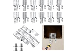 moonoom 12 Pack Drywall Repair Clips, 1/2 inch Drywall Fastener Clip with 24 Screws, Stainless Steel Wall Patch Clips for Damaged Walls Repairing