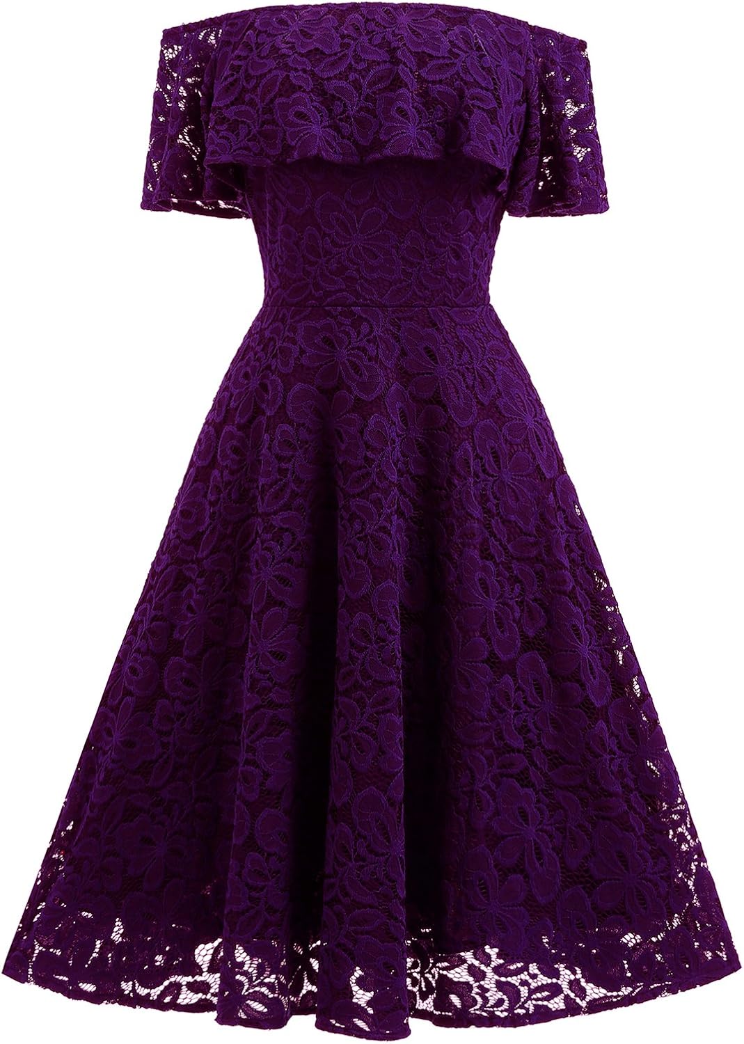 purple fit and flare dress with sleeves