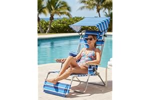 IUXPAM Backpack Beach Chair,4 in 1 Folding Lounge Tanning Chair with Canopy Sun Shade & Face Hole,Portable Recliner Patio Chair for Adults with Arm Holes,Outside Beach,Sunbathing,Poolside,Lawn(Navy)