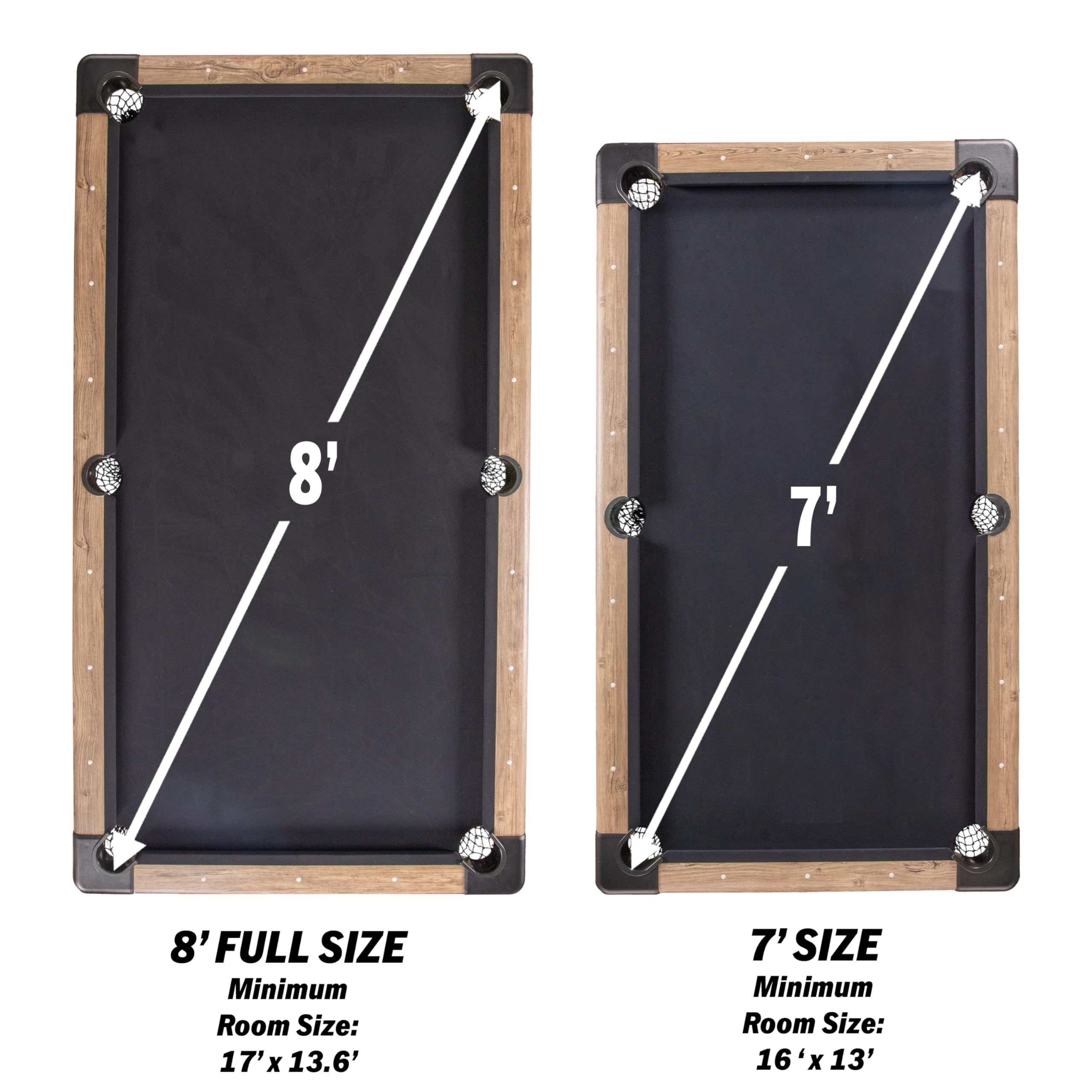 GoSports 6, 7, or 8 ft Billiards Tables - No Assembly, Choose Your Color - Portable Pool Table Includes Full Set of Balls, 2 Cue Sticks, Chalk and Felt Brush