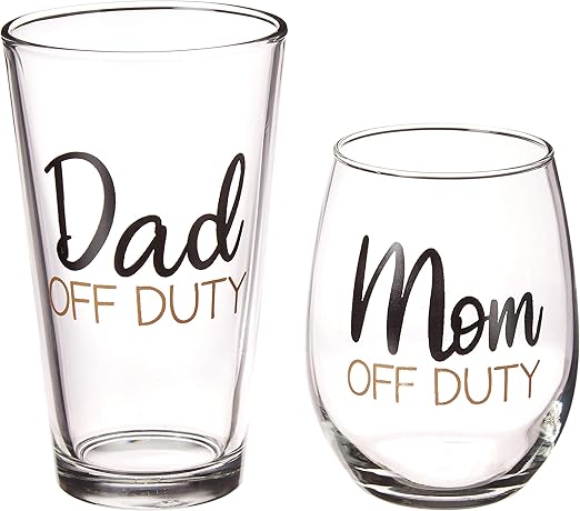 mom off duty wine glass