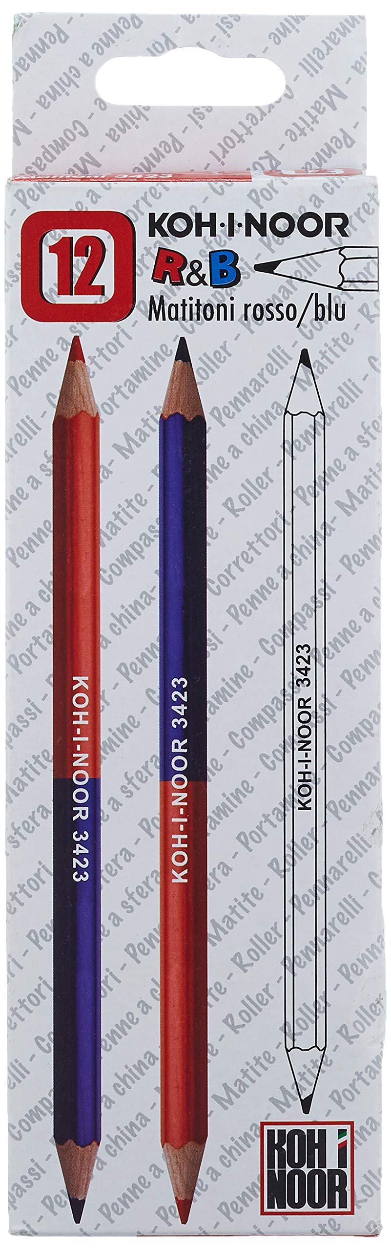 Koh-I-Noor BOX 12 PENCIL BICOLOR LARGE RED BLUE H3423 KOHINOOR [H3423]