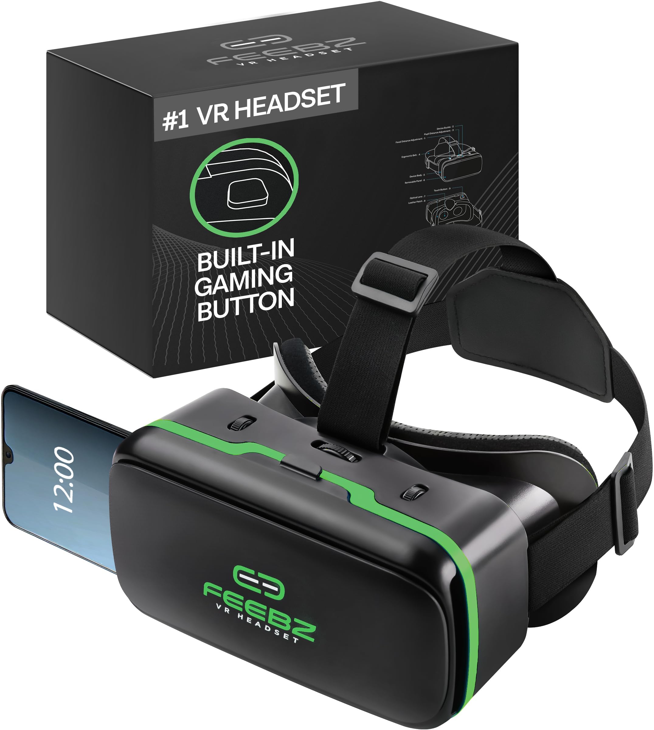 Photo 1 of FEEBZ 3D VR Headset for Kids 2.0 - for iPhone & Android Phones | with 3D VR Videos & Apps Links | Virtual Reality Goggles Set for Beginners