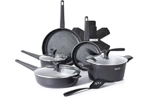 THE ROCK SOHO 15Pcs Cookware Set – Pots and Pans Set Non Stick with Rock.TEC – Compact for Urban Kitchens, Nothing Sticks, Ne