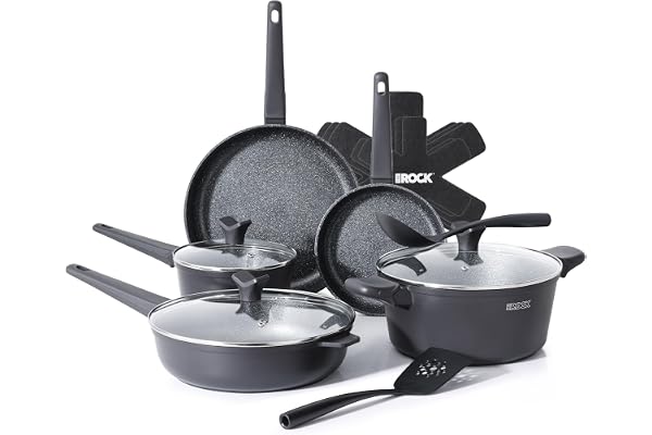 THE Rock SOHO 15Pcs Cookware Set – Pots and Pans Set Non Stick with Rock.TEC – Compact for Urban Kitchens, Nothing Sticks, Ne