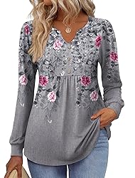 Zeagoo Floral Shirts for Women Long Sleeve Fall