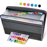 Sooez Accordion File Organizer with Zipper, 12 Pocket Expanding File Folder | Organizer with Front Pencil Pouch, Portable Mon