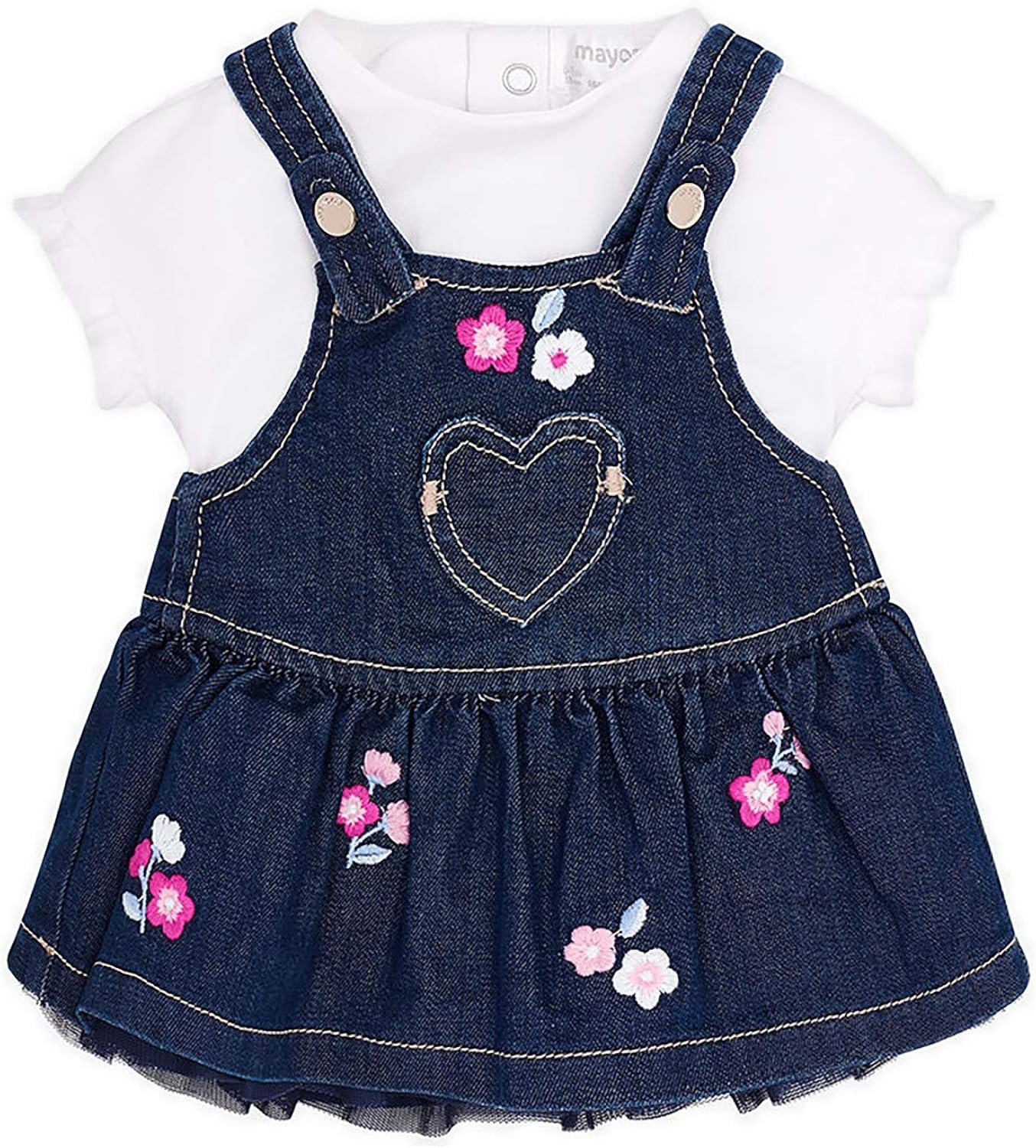 Salopette Bébé Fille été - Imprimé Floral Bleu, Bretelles à Volants, Coton