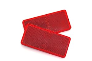 MFC PRO 2Pcs Plastic Rectangular Stick-on Reflector Sticker (Red, 3.70 x 1.73 in)