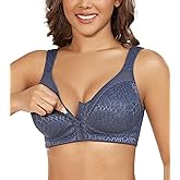 DotVol Women's Full Figure Front Closure Wirefree Jacquard Back Support Posture Bra