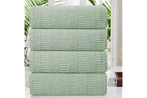 Oliven 4 Pcs Green Large Bath Towel Set 35"x70" Extra Large Bath Sheets Oversized Jumbo Towels for Bathroom 600GSM Soft Highly Absorbent Quick Dry Beach Chair Towel Woven Towels for Hotel and Spa