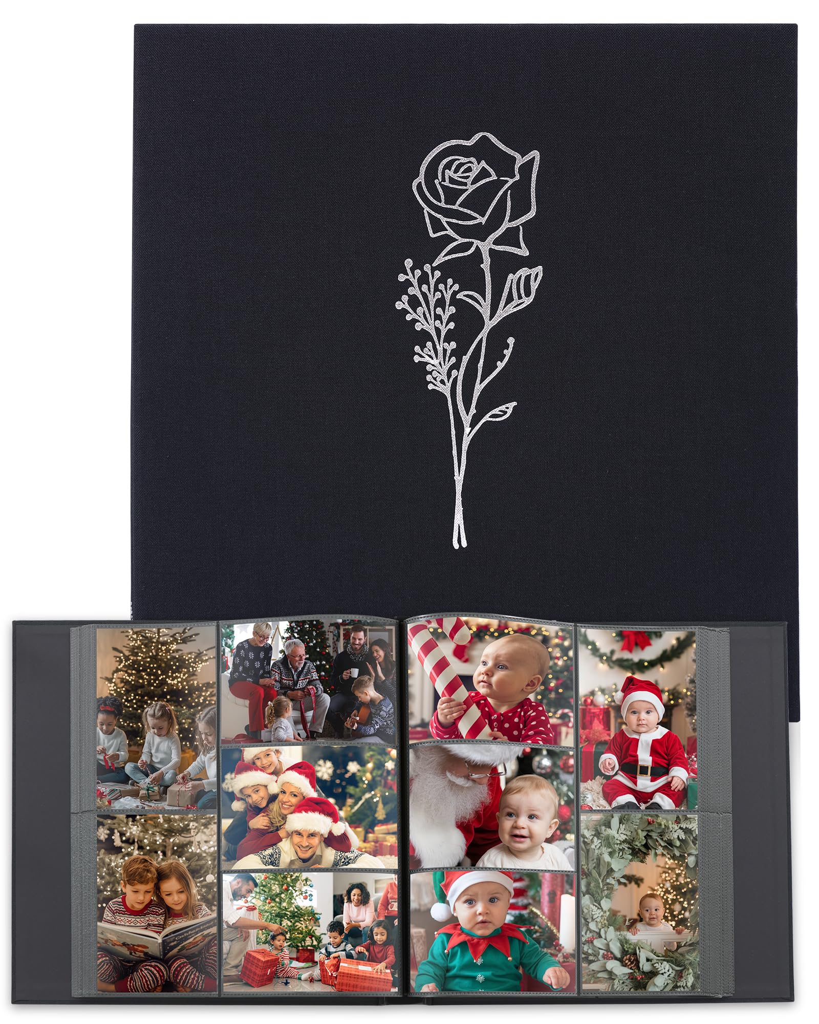 Yuforr Photo Album 6x4 Slip in, 600 Pockets Photos, Linen Photo Albums for Family Wedding Anniversary, Album Book Holds Landscape and Portrait 10x15cm Pictures-Black