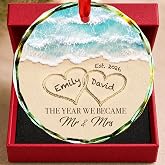 Wedding Glass Ornament, Personalized Wedding Gifts for Newlywed Couples | Beach Wedding Christmas Ornament 2026, The Year We Became Mr &amp; Mrs Keepsake, Marriage Gift for Bride and Groom
