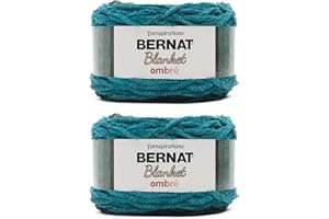 Bernat Blanket Ombre Ocean Teal Ombre Yarn - 2 Pack of 300g/10.5oz - Polyester - 6 Super Bulky - 220 Yards - Knitting/Crochet