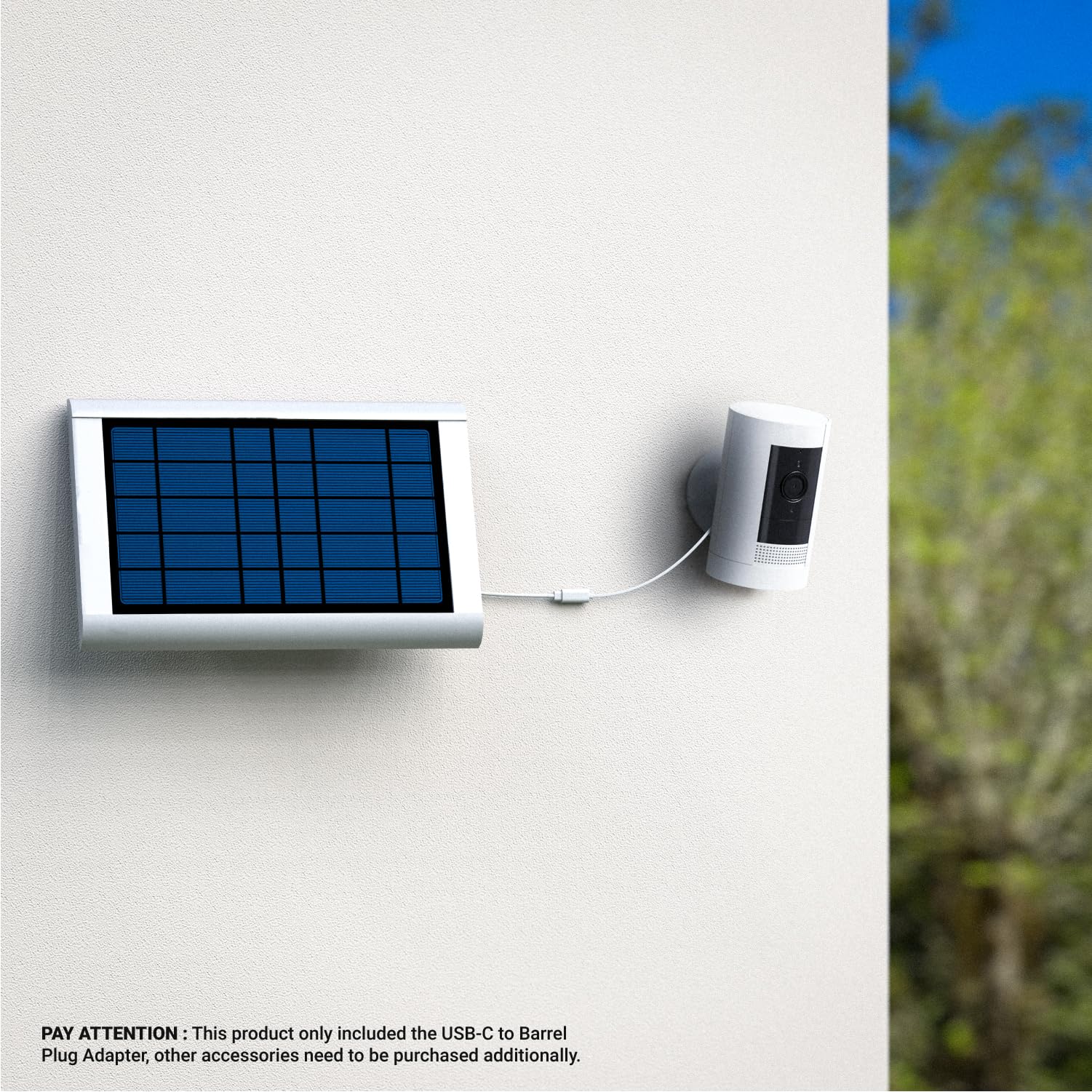 Ring USB-C to Barrel Plug Adapter for USB-C Solar Panels and Barrel Plug Cameras