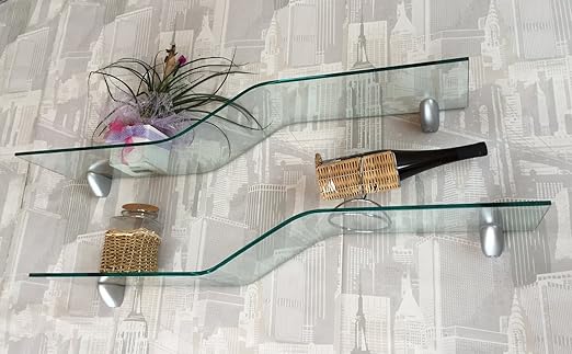 title=VE.CA-ITALY 1 Mensola in vetro curvato e temperato inclusi supporti viti e