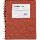Ampad Computation Book, 4x4 Quad Ruled, 76 Sheets, 11-3/4" x 9-1/4" | Twin wire binding opens the book flat: 152 numbered ivory pages, 11.75 x 9.25 in, 20 lb heavyweight paper.