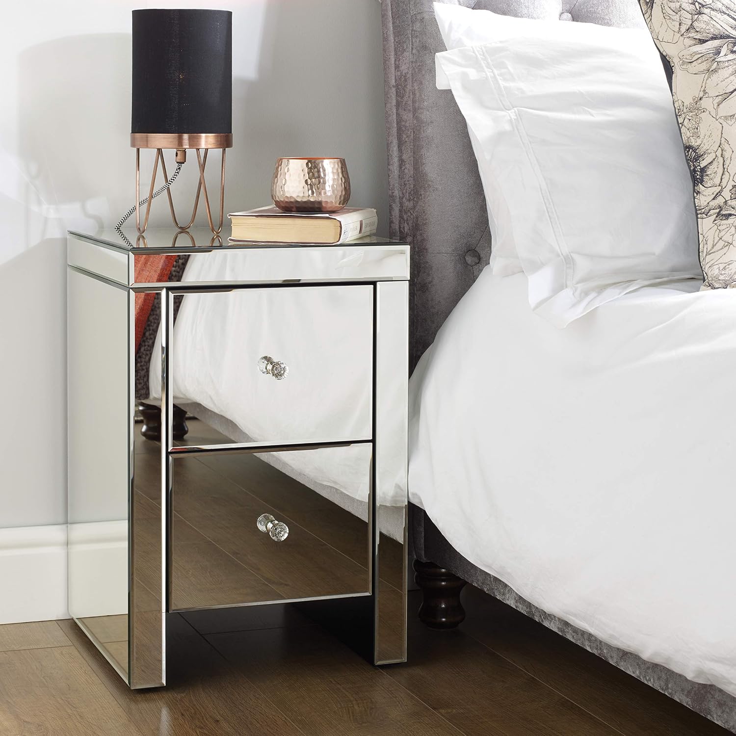 Birlea SEVILLE 2 DRAWER BEDSIDE, Silver
