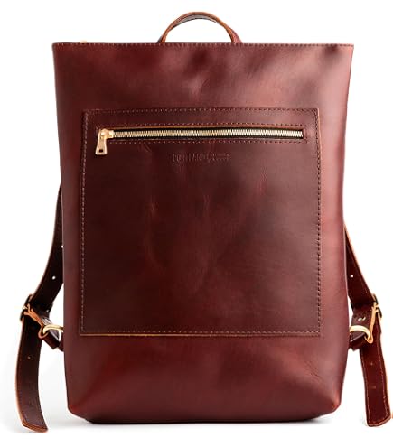 Portland Leather Bucket Backpack – Stylish Leather Backpack Purse for Women – Adjustable Straps, Magnetic Closure – Plum – Perfect for Travel & Everyday Use