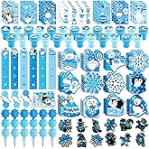 BenLouis Winter School Stationery Party Favors Snowflake Holiday Themed Classroom Gift Prizes Bulk for Students Kids Christmas Frozen Birthday Goodie Bag Stuffers Pinata Filler (12Set Snowflake)