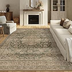 WondRg 9x12 Green Vintage Area Rug for Living Room