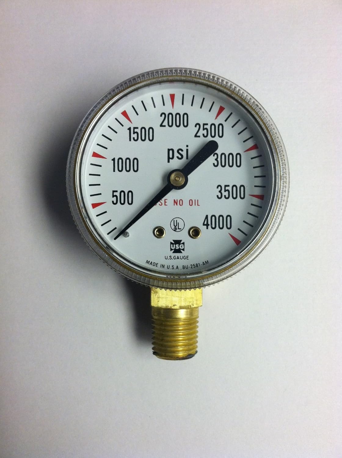 2" USG P607 Compressed Gas & Welding Gauge, 04000, 1/4" LM; (139660A