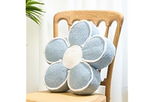 Sioloc Flower Shaped Pillow Daisy Pillows Floor Cushion Pastel Cute Seat Cushions Aesthetic Classroom Dorm Decorative Fun Throw Pillow for Bed,Couch(Blue,15.7")