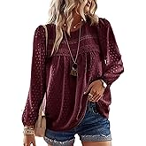 Falechay Boho Tops for Women Long Sleeve Shirts Crewneck Flowy Womens Blouses Dressy Casual Lace Hem Clothing Trendy 2026