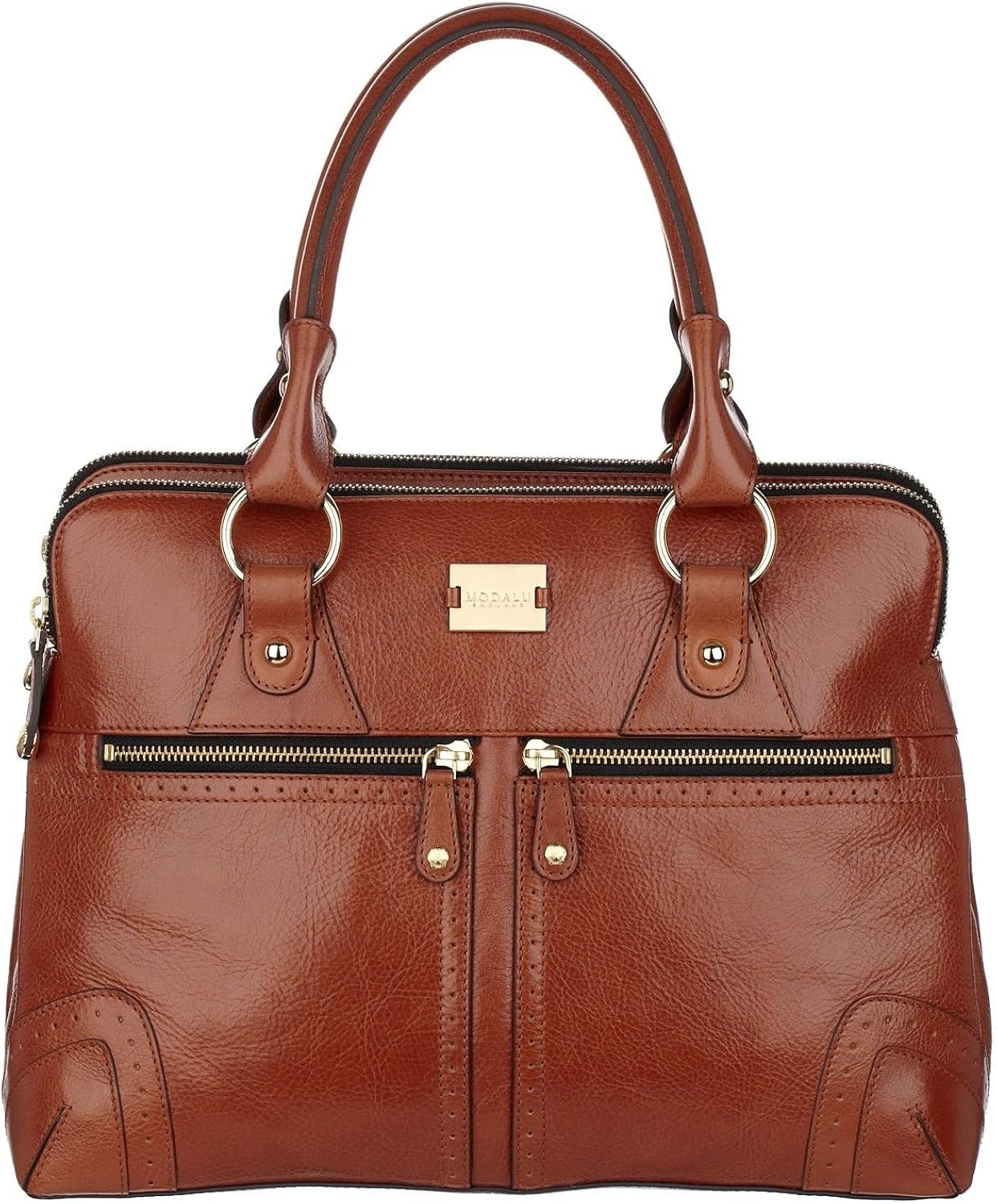 Womens Modalu Pippa Brogue Leather Grab Handbag Toffee Brown Amazon.co