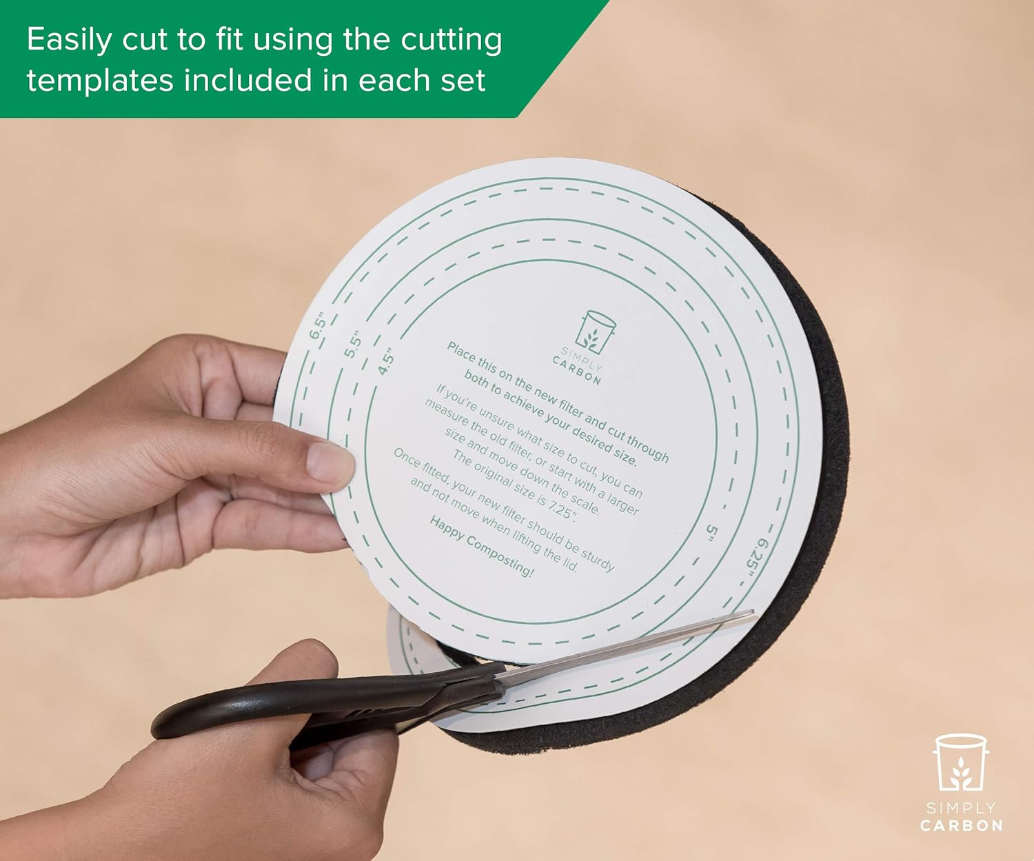 2 Years Supply Extra Thick Filters for Kitchen Compost Bins - Longer Lasting Activated Charcoal - Universal Size Fits ALL Compost Bins up to 7.25" Filter Size - Replacement Set of 6 (by Simply Carbon) : Garden & Outdoor