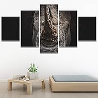 SIGNWIN 5 Panel Canvas Wall Art Modern Art Animals Dramatic Giraffe Lion Multicolor Photography Southwest for Home Decorations Ready to Hang - 60