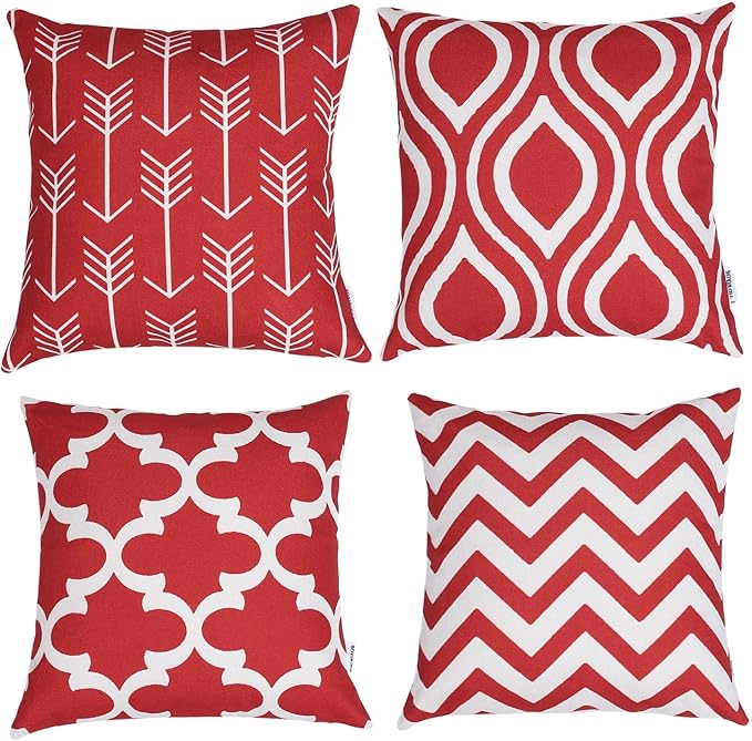 TIDWIACE® Rot Kissenbezüge Kissenhüllen in Baumwolle und Leinen mit